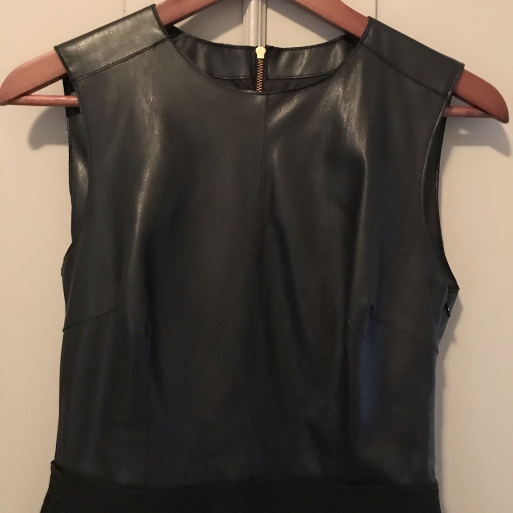 Zara Faux Leather and Wool Little Black Dress - Picture 3 of 6